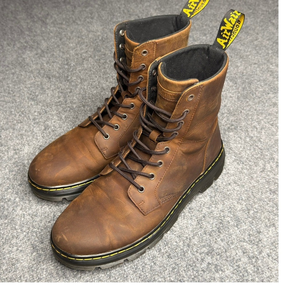 Dr. Martens Combs Leather 8-Eye Combat Boots Brown Crazy Horse Mens 11 Womens 12